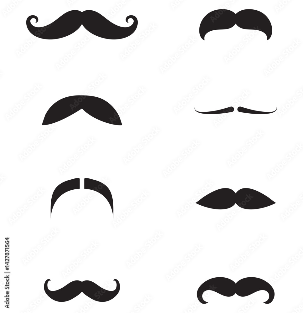 mustache silhouette vector set, moustache icon collection  . set of mustaches. set of mustache vector. set of mustache . 