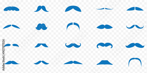 mustache silhouette vector set, moustache icon collection  . set of mustaches. set of mustache vector. set of mustache . 