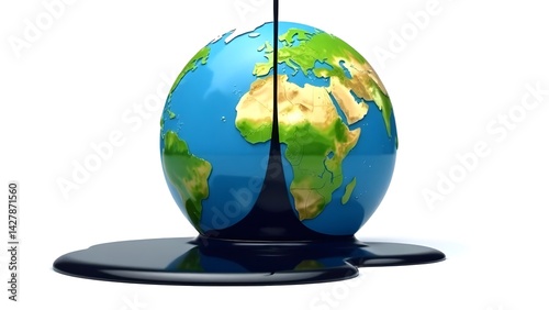 Black oil is pouring onto the Earth