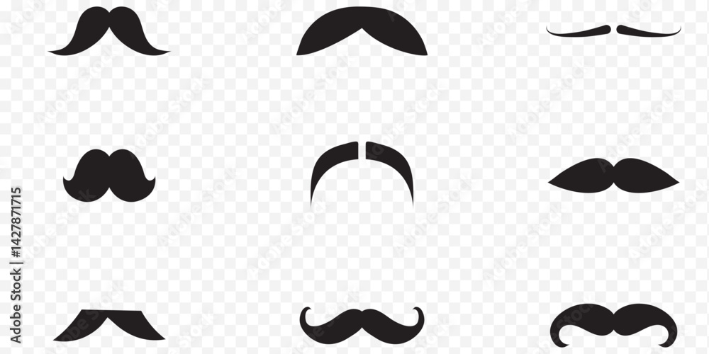 mustache pack collection in flat design . Moustache Silhouette, Set of mustache icon vector . mustache pack collection in flat design . Moustache Silhouette, Set of mustache icon vector .