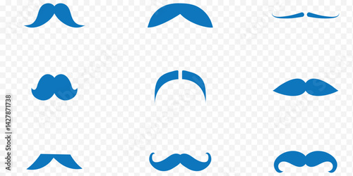 mustache pack collection in flat design . Moustache Silhouette, Set of mustache icon vector . 