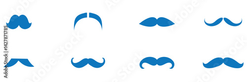 mustache silhouette vector set, moustache icon collection  . set of mustaches. set of mustache vector . 