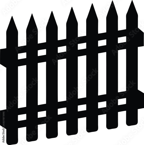 Fence Silhouette Vector - Simple Black Outdoor Structure Illustration