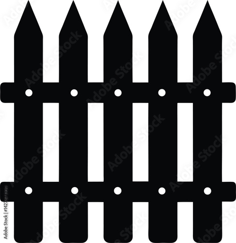 Fence Silhouette Vector - Simple Black Outdoor Structure Illustration