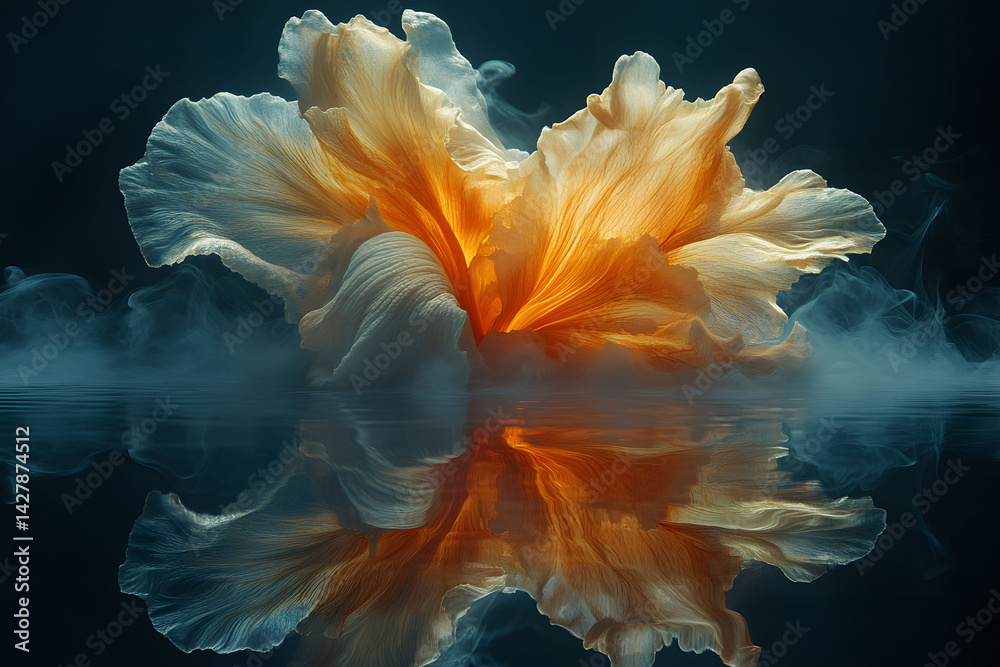 Enchanting Abstract Floral Composition with Misty Reflections Enchanting Abstract Floral Composition with Misty Reflections