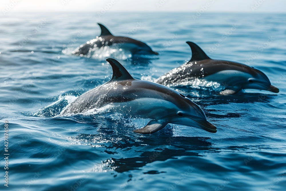 Fototapeta premium Graceful Dolphin Movement Captured in Ocean Environment