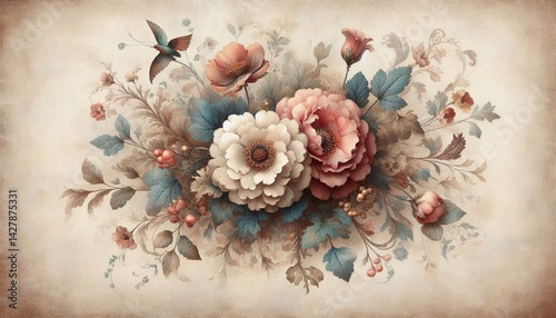 Watercolor floral vertical background with soft botanical elements