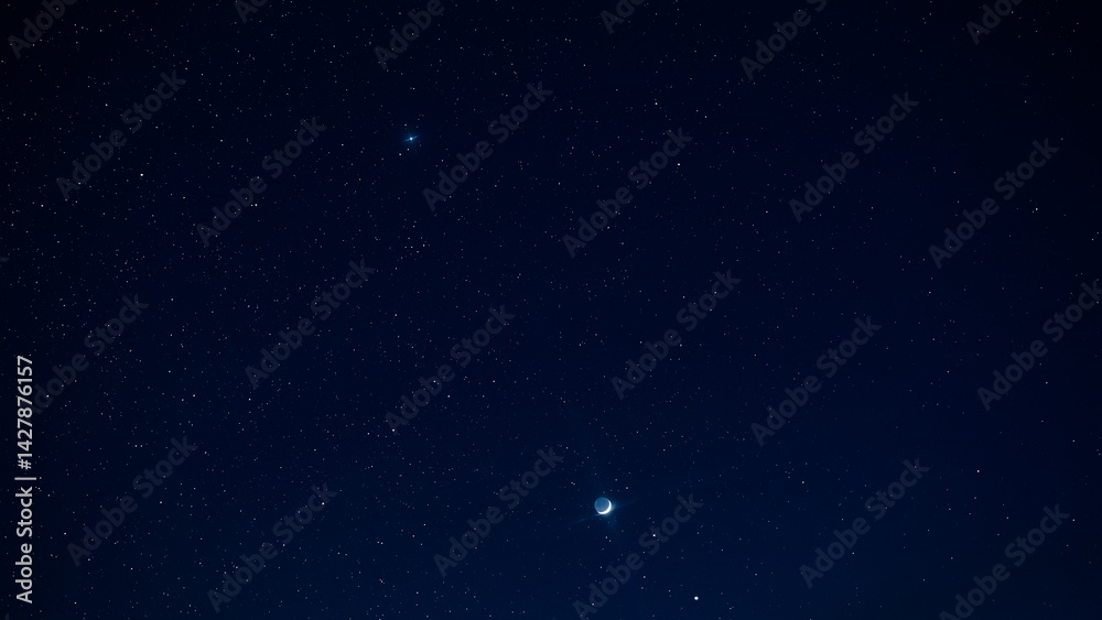 Obraz premium Moon with starry Milky Way background.