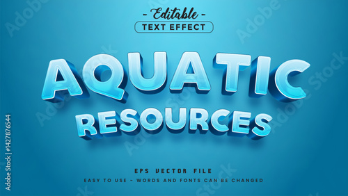 Editable text effect. Aquatic resources theme.