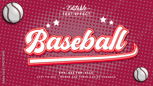 Baseball text effect, editable text effect.