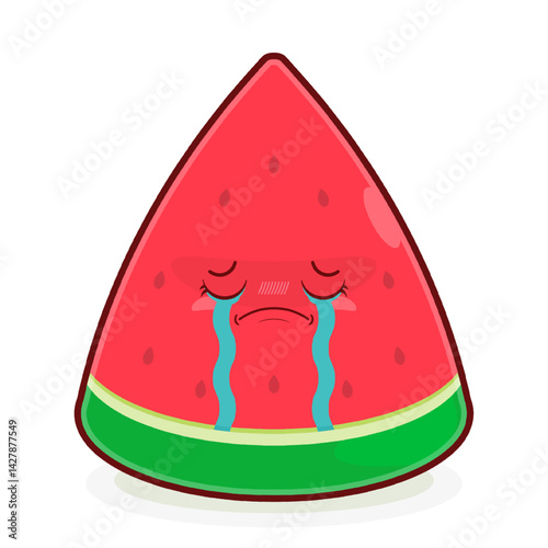 watermelon slice crying face cartoon cute