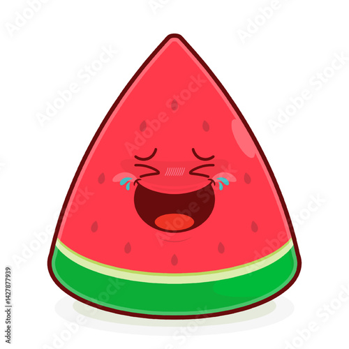 watermelon slice laughing face cartoon cute