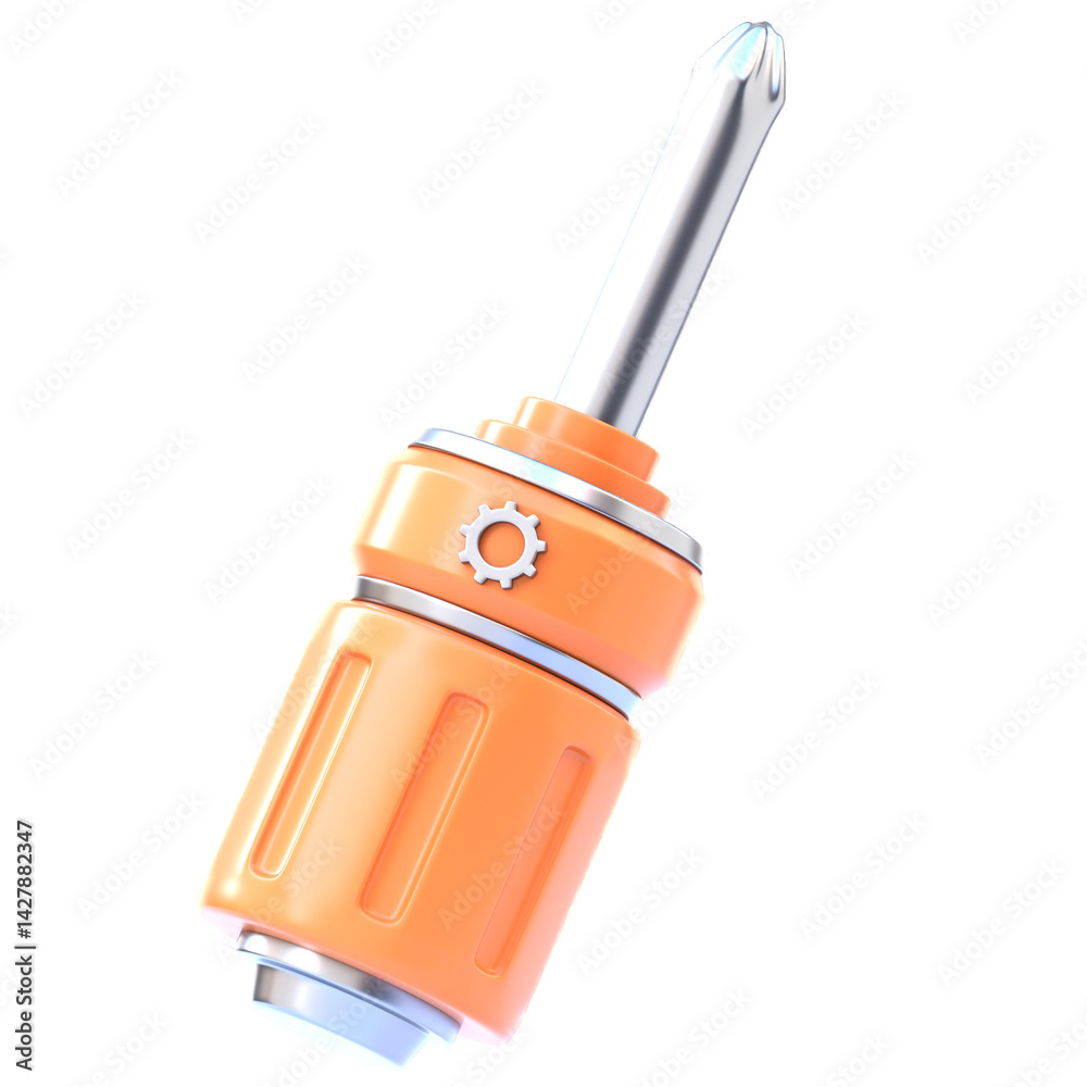 Fototapeta premium Labor Day 3D Screwdriver Icon – Cartoon Style Hand Tool, Worksite Equipment, Labor Work Tools, Construction Gear, Industrial Repair, DIY Project Tool for Safety & Campaigns