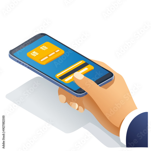 hand holding credit card. Hand holding and using credit card for payment online shopping
