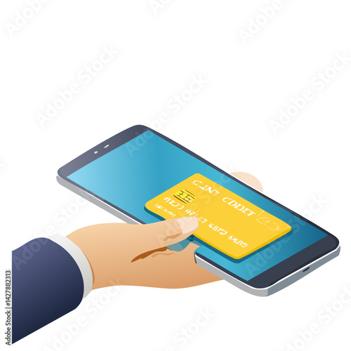 hand holding credit card. Hand holding and using credit card for payment online shopping