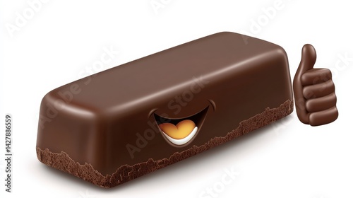 Charming Chocolate Bar with a Smile and Thumbs Up