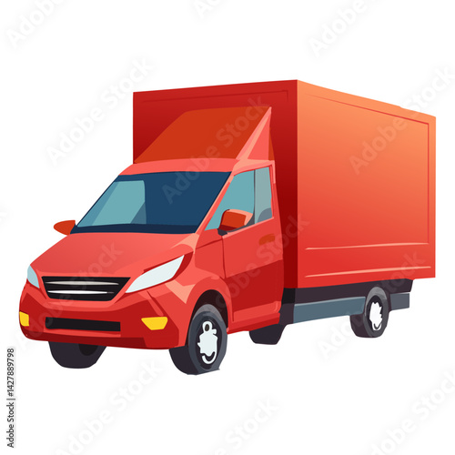 Red delivery car deliver express. vector illustration of a truck