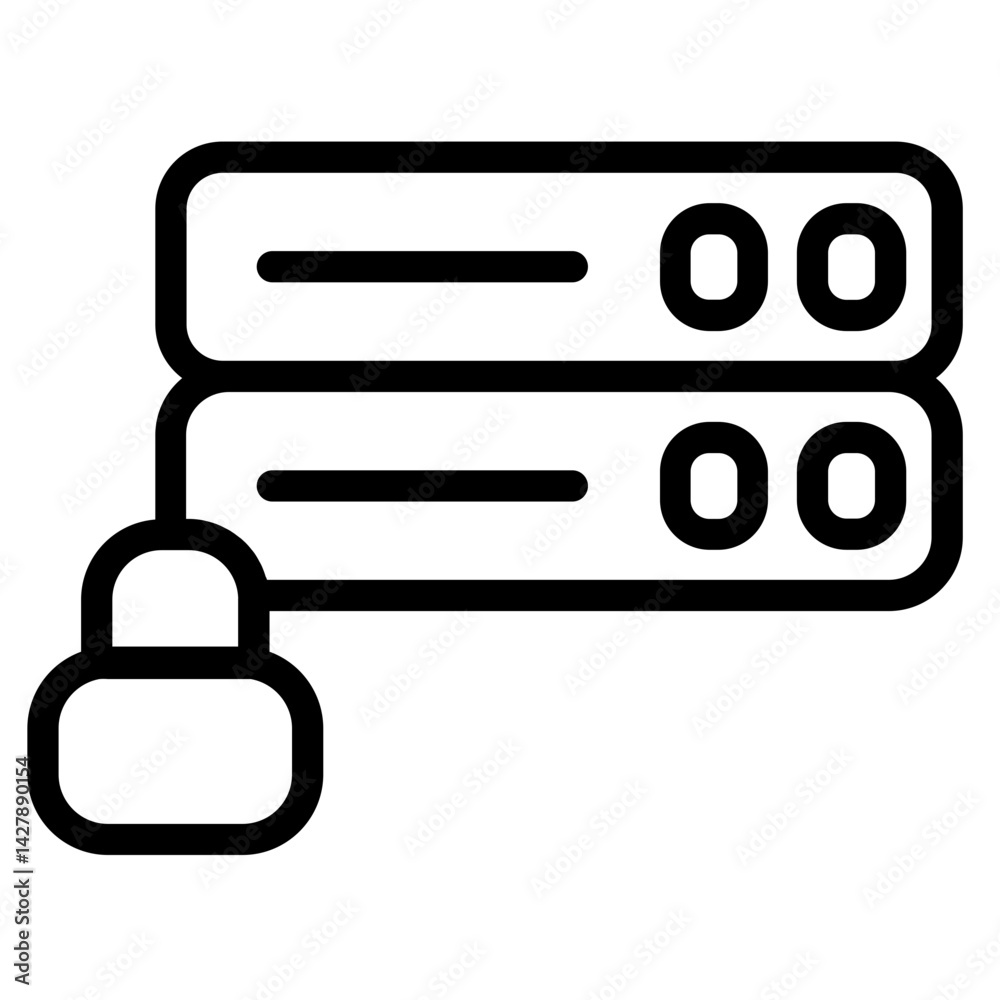 Database Lock Server Line Icon Database Lock Server Line Icon