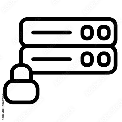 Database Lock Server Line Icon