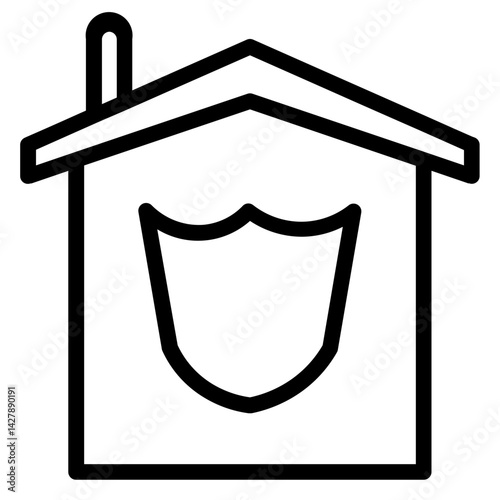 House Vpn Shield Line Icon