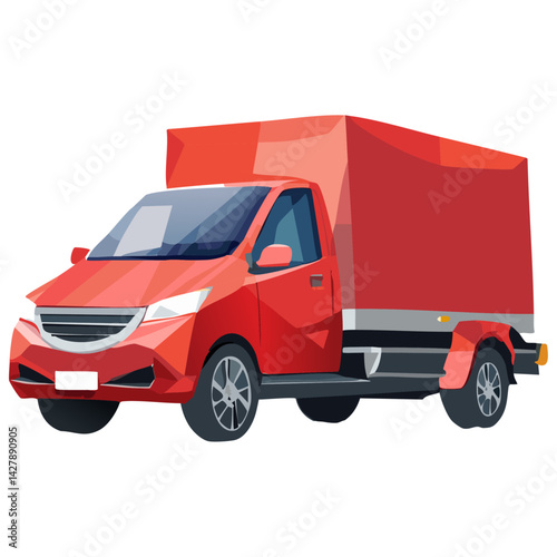 Red delivery car deliver express. vector illustration of a truck