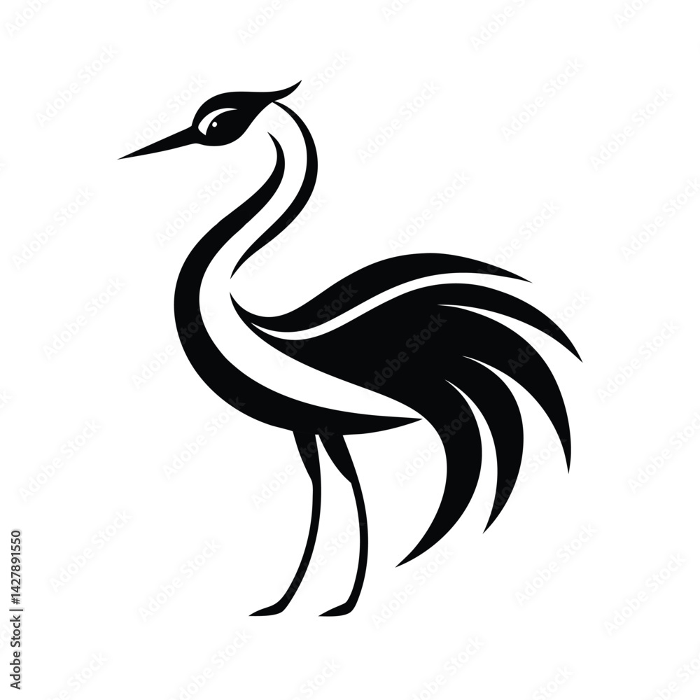 Fototapeta premium Tribal Crane Bird Silhouette Tattoo Design Vector