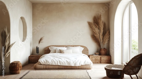Earthy toned wall with a soft, organic ambiance
