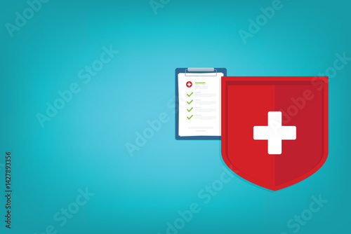 Health insurance concept. Healthcare, finance and medical service. Vector illustration	