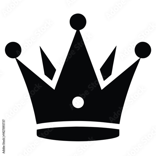 Black Silhouette Crown Icon – Royal Monarch Symbol

