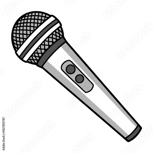 Microphone Icon for Audio Recording and Podcasting Technology Vector Illustration