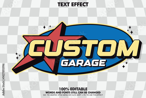 editable text effect custom garage. retro racing typography template