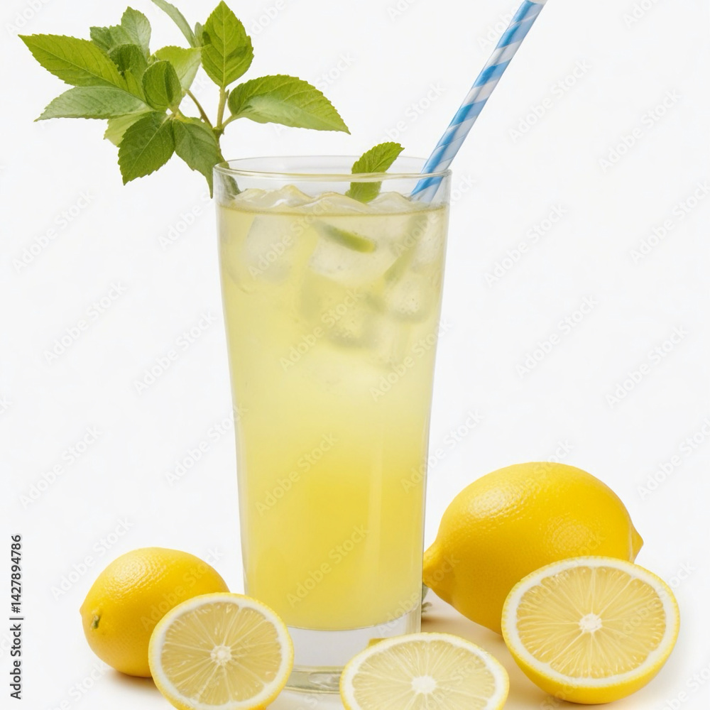Fototapeta premium lemonade with lemon and mint