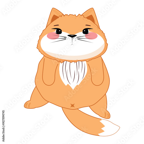 Adorable kitten lying belly up with visible tail hole, funny and sweet animal illustration for kids