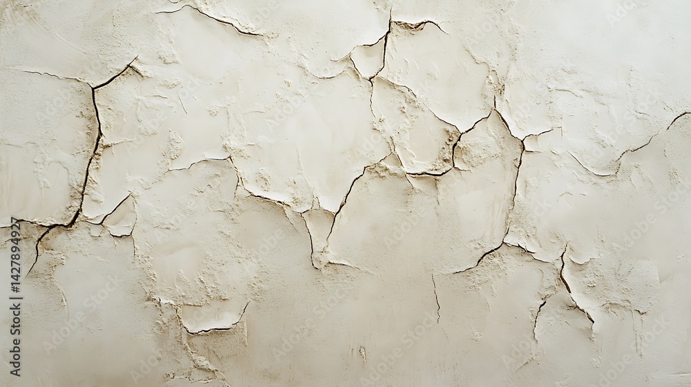 Fototapeta premium Minimalist beige stucco wall with soft delicate cracks