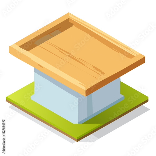wooden pedestal product stand empty display. 