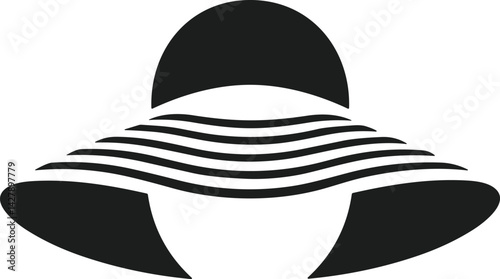 Modern Sun Hat Silhouette Vector – Chic Wide Brim Hat for Summer and Beach Designs