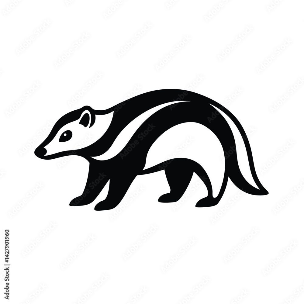 Obraz premium Badger tribal style scaly texture black line art for web and graphic design