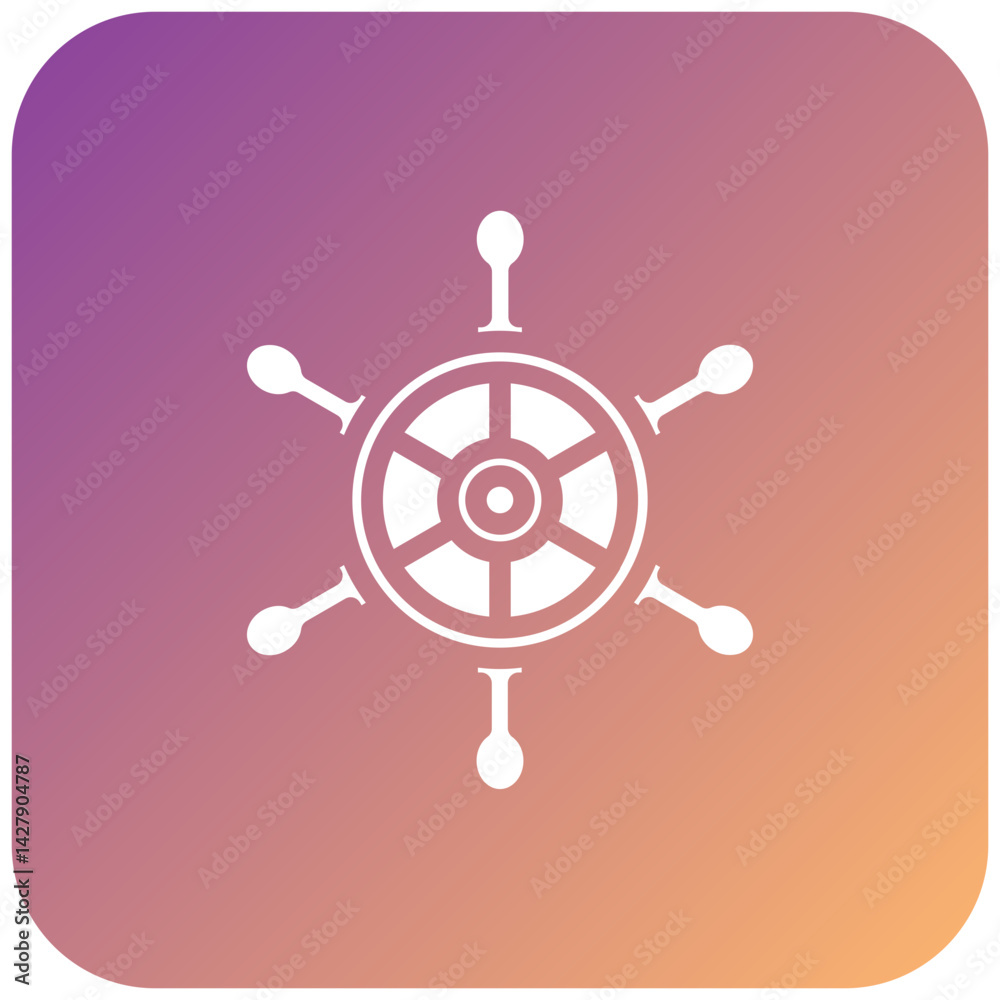 Fototapeta premium Ship Wheel Icon Style