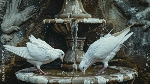 pigeons in the fountain