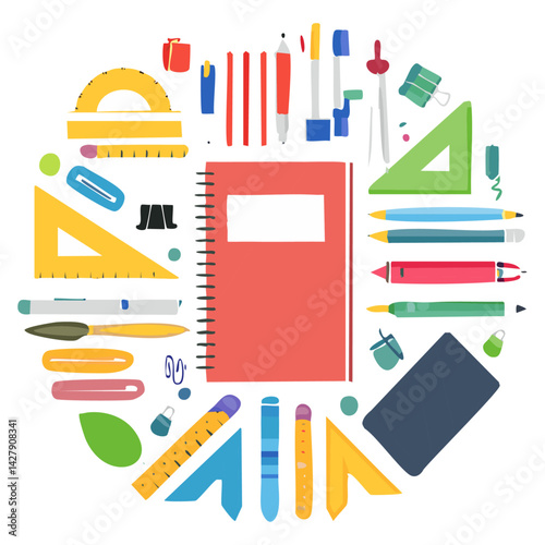 back to school supplies. stationery product placement