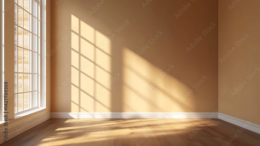 Fototapeta premium Muted ochre wall with gentle warm tones and depth