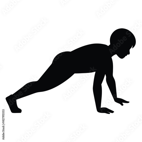 Push Up Exercise Silhouette Workout Fitness Vector