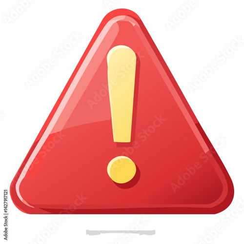 Alert Icon red attention alarm danger warning sign 3d illustration