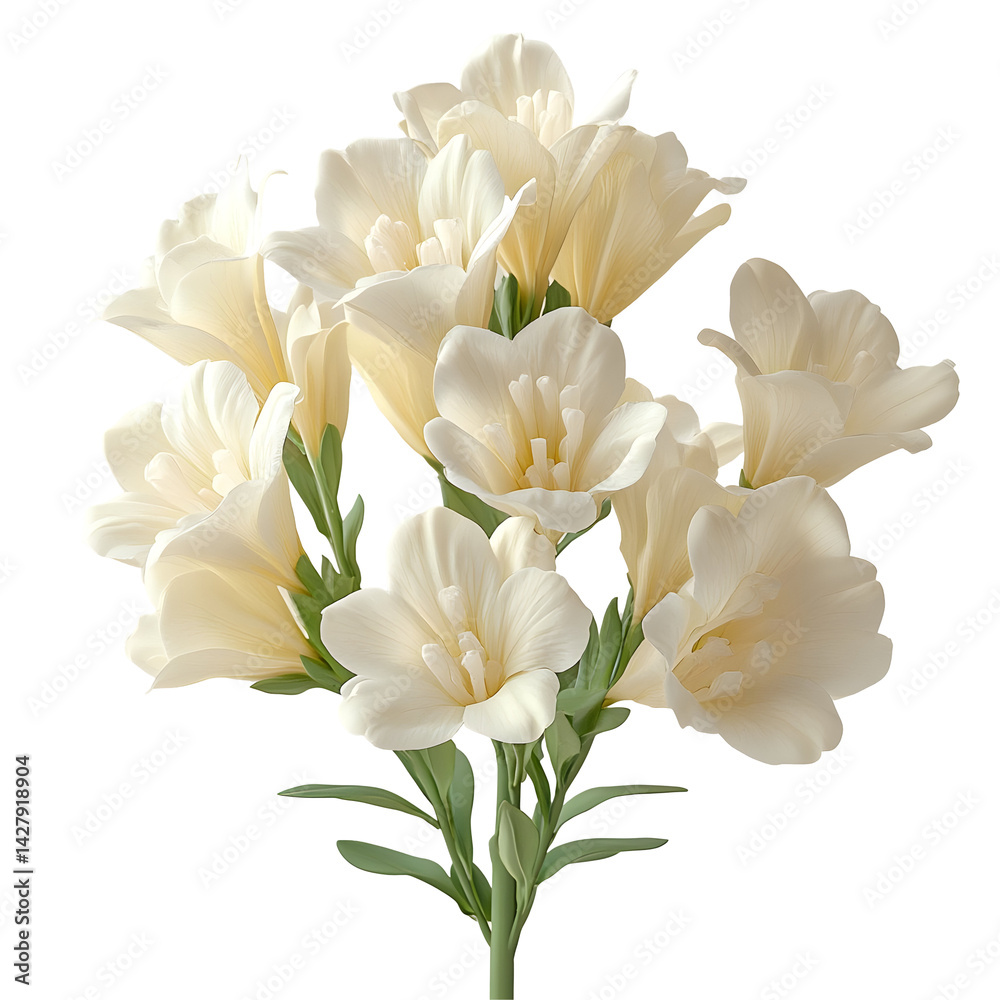 Fototapeta premium Cream Freesia Bouquet Illustration