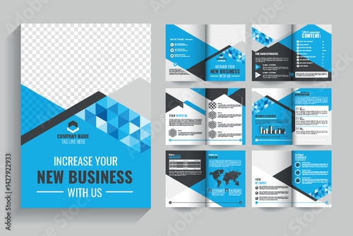 Corporate business presentation guide brochure template, Annual report, Clean corporate bi fold business brochure