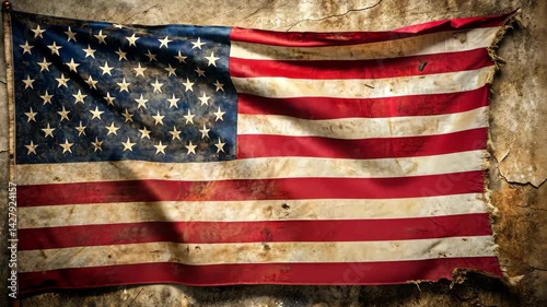 Old tattered grunge american flag