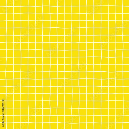 手描き風の白い線がカクカク動く方眼紙のシンプルな背景のループ動画（黄色）【正方形ビデオ】