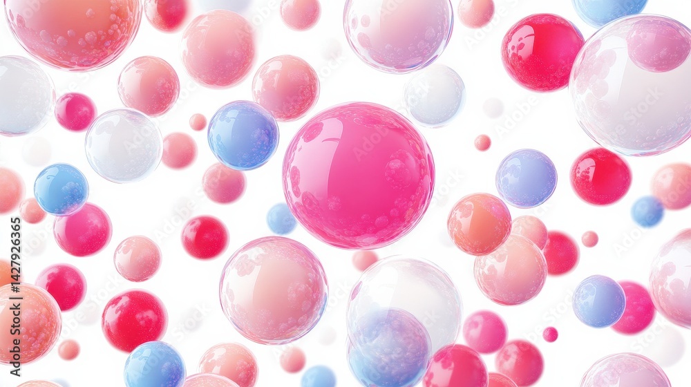 Pastel Spheres Scattering Pattern on White Background Pastel Spheres Scattering Pattern on White Background