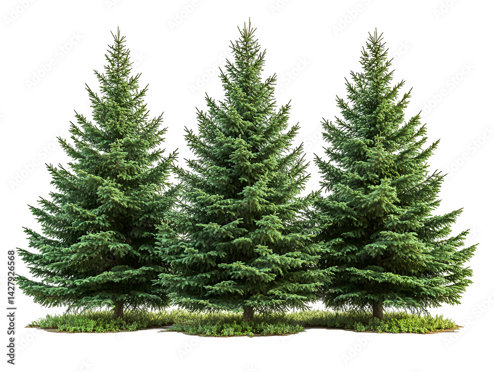 Obraz premium Three Tall Evergreen Trees Nature Scene Forest Landscape