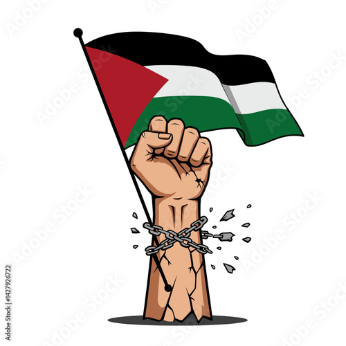 A raised fist holding the Palestinian flag, symbolizing resistance and solidarity